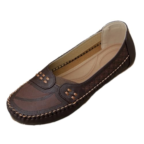 Comfort Damen Slipper aus Leder Elegant Ballerina Flache Schuhe Kleid Schuhe Niedriger Keil Slip On Ballerina Walking Flats für Frauen von Generisch