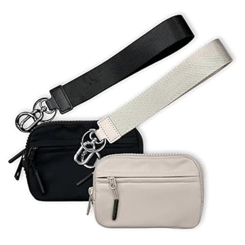 Commonlyto Geldbörse, wasserdichte Nylon-Geldbörse mit Armband für Damen, Kartenetui mit Reißverschluss und Sichtfenster (A+2PCS) von Generisch