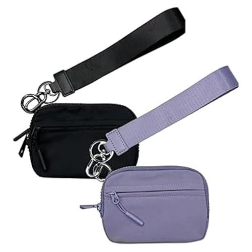 Commonlyto Geldbörse, wasserdichte Nylon-Geldbörse mit Armband für Damen, Kartenetui mit Reißverschluss und Sichtfenster (D+2PCS) von Generisch