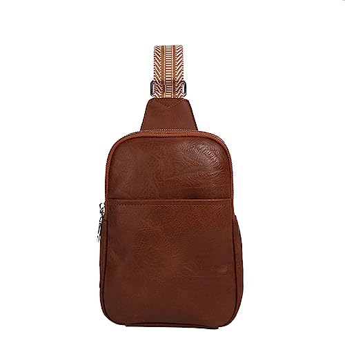 Computer-Arbeitstasche für Damen, veganes Leder, Bauchtasche, Umhängetasche, Brusttasche für Damen, Kuriertasche, braun, Einheitsgröße, Reiserucksäcke von Generisch