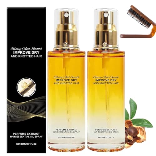 Conditioning Oil Spray Scalp & Hair Strengthener Leave-in, verbessert trockenes und krauses Haar, für trockenes und verknotetes Haar, das Paket enthält einen Kamm (2pcs) von Generisch