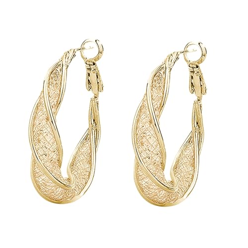 Contorted Hollow Earrings 925 Silber Advanced Sense Ear Loop Light Fashion Stud Personality Fortschrittliche Ohrschlaufe Leichte Luxus-Mode Netz Glitzer Ohrringe (金色, One Size) von Generisch