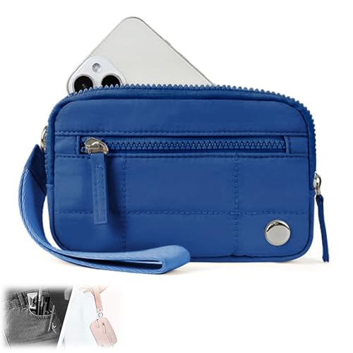 Convely Essential Wristlet, Wristlet-Geldbörsen für Frauen, Convely-Armband-Geldbörsen, kleine Wristlet Pouch mit abnehmbarem Armband, Nylon-Clutch-Tasche (Blue) von Generisch
