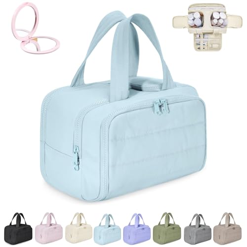Convely Toiletry Bag, Large Capacity Wide-Open Travel Cosmetic Bag, 4-in-1 Multi-Functional Lightweight Makeup Bagsfor Women Men, Dry-Wet Separation, 4 Compartments, Lightweight Waterproof (Blau) von Generisch