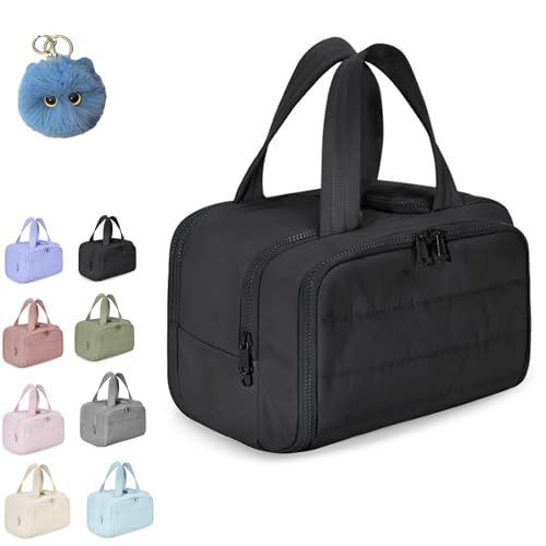 Convely Toiletry Bag, 𝐓𝐨𝐢𝐥𝐞𝐭𝐫𝐲 𝐁𝐚𝐠 a 4-In-1 Travel Organizer, 4-In-1 Puffy Multi-Functional Toiletry Bag with Handle, Large Waterproof Toiletry Bags for Women (Black) von Generisch