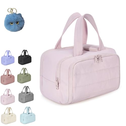 Convely Toiletry Bag, 𝐓𝐨𝐢𝐥𝐞𝐭𝐫𝐲 𝐁𝐚𝐠 a 4-In-1 Travel Organizer, 4-In-1 Puffy Multi-Functional Toiletry Bag with Handle, Large Waterproof Toiletry Bags for Women (Pink) von Generisch