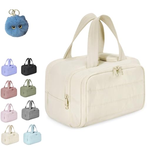 Convely Toiletry Bag, 𝐓𝐨𝐢𝐥𝐞𝐭𝐫𝐲 𝐁𝐚𝐠 a 4-In-1 Travel Organizer, 4-In-1 Puffy Multi-Functional Toiletry Bag with Handle, Large Waterproof Toiletry Bags for Women (White) von Generisch