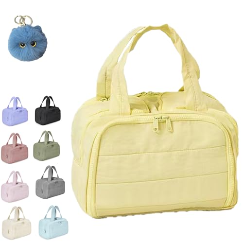 Convely Toiletry Bag, 𝐓𝐨𝐢𝐥𝐞𝐭𝐫𝐲 𝐁𝐚𝐠 a 4-In-1 Travel Organizer, 4-In-1 Puffy Multi-Functional Toiletry Bag with Handle, Large Waterproof Toiletry Bags for Women (Yellow) von Generisch