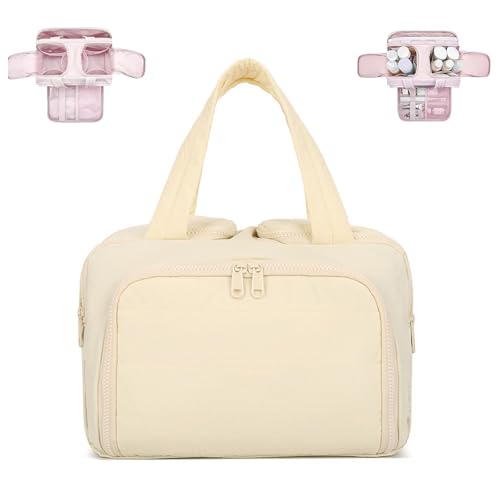 Convely Toiletry Bag - Travelfree Toiletry Bag, Convely To𝗂letry Bags a 4-in-1 Travel Organizer, Large Capacity Waterproof with Handle Makeup Bags with Smart Compartments for Wet/Dry Items (Beige) von Generisch