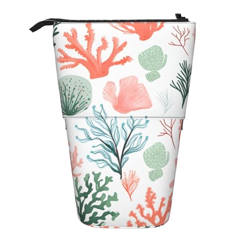 Coral Ocean Stehendes Federmäppchen, buntes Meer, Stifteetui, Teleskop-Federtasche, Pop-Up-Kosmetiktasche, Schreibwaren-Organizer für Schule, Büro, Reisen von Generisch