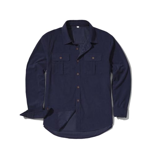 Cordhemd Herren Langarm 4xl - Hemd Herren Langarm üBergrößEn Freizeit Langarmhemd Oversized Cord Hemden Casual Arbeitshemd Hemdjacke Mit Klappentaschen Herrenhemden Regular Fit Freizeithemd Oberteil von Generisch