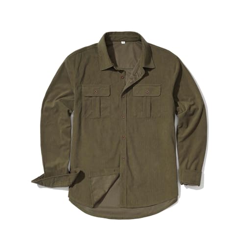 Cordhemd Herren Langarm 4xl - Hemd Herren Langarm üBergrößEn Freizeit Langarmhemd Oversized Cord Hemden Casual Arbeitshemd Hemdjacke Mit Klappentaschen Herrenhemden Regular Fit Freizeithemd Oberteil von Generisch