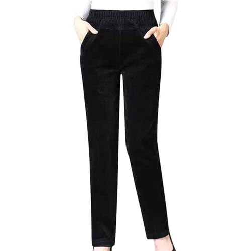 Cordhose Damen High Waist Gefüttert Freizeithose Verdickte with Fleece Thermohose Winterhose Mom Slim Chinohose Straight Leg Relaxhose Shaping Arbeits Anzughose Winter Thermo Strumpfhose von Generisch