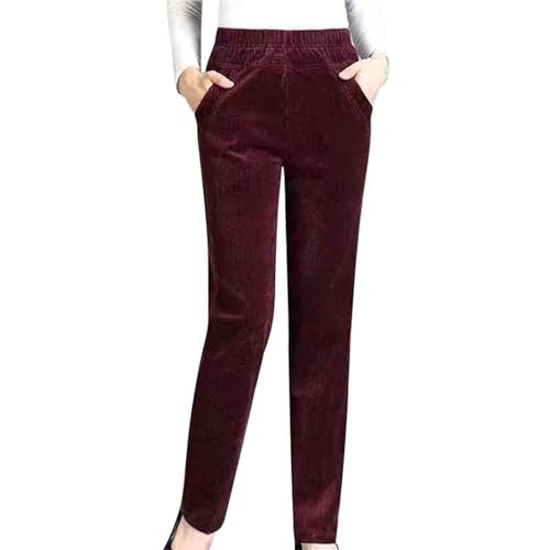 Cordhose Damen High Waist Gefüttert Freizeithose Verdickte with Fleece Thermohose Winterhose Mom Slim Chinohose Straight Leg Relaxhose Shaping Arbeits Anzughose Winter Thermo Strumpfhose von Generisch