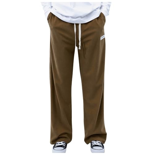 Cordhose Herren, Cordhose Herren Schwarz Stretch Weit Baggy Weites Bein Dehnbund - Haremshose Winter Japanische Hose Casual Lockere Männer Cord Hose mit Kordelzug Elastischer Taille Geradem Bein von Generisch