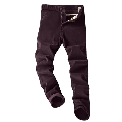 Cordhose Herren Slim Stretch Relaxhose Mid Waist Cord Straight Leg Einfarbig Business Regular Fit Herrenhose Bequeme Winter Outdoor Elastisch Langes Herrenhosen Atmungsaktiv Haushose (Red, XXXL-38) von Generisch