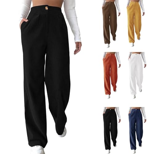 Cordhosen Damen Weite Bein Sweathose Hohe Taille Haremshose Stretch Freizeithose Tunnelzug Sporthose Loose Fit Frauen Baumwolle Stretch Lockere Hosen Damen Baggy Bequeme Jogginghose von Generisch