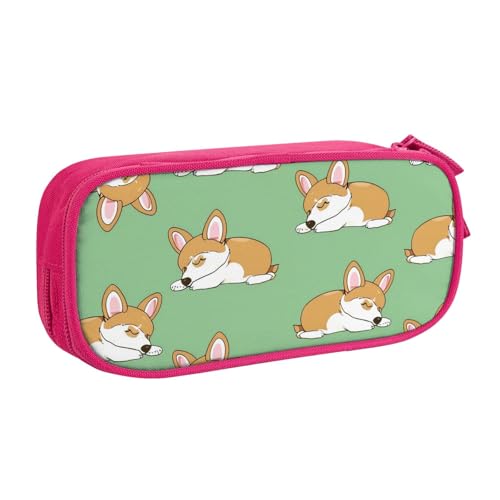 Corgi Federmäppchen für Jungen und Mädchen, niedlicher Hund, große Stifttasche, Schreibtisch-Organizer, Federmäppchen für Schule, Büro, Make-up-Tasche mit Reißverschluss, blau, 21x5x10.5cm von Generisch