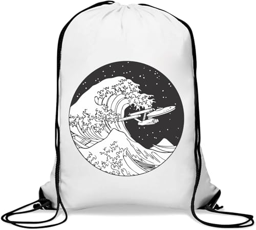 Cosmic Wave of Kanagawa Raumschiff Turnbeutel Casual Drawstring Bag Weiß Cosmic Wave of Kanagawa Raumschiff Turnbeutel Casual Drawstring Bag Weiß von Generisch