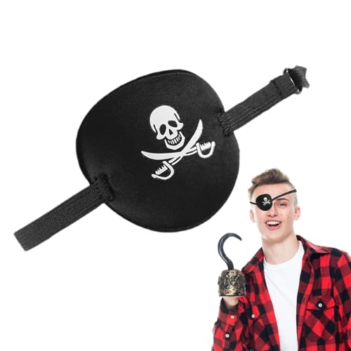 Cosplay-Augenklappe, verdunkelnde Piraten-Augenbinde, hautfreundliche Skelett-Augenbinde, tragbare Augenklappe für Rollenspiele, Aldult, Refer to von Generisch