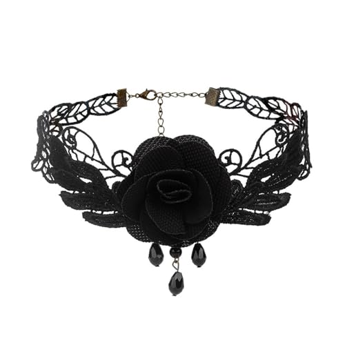 Cosplay Kleidung Layer Quaste Spitze Choker Gothic Lolita Halskette für Retro Charm (Black, One Size) von Generisch