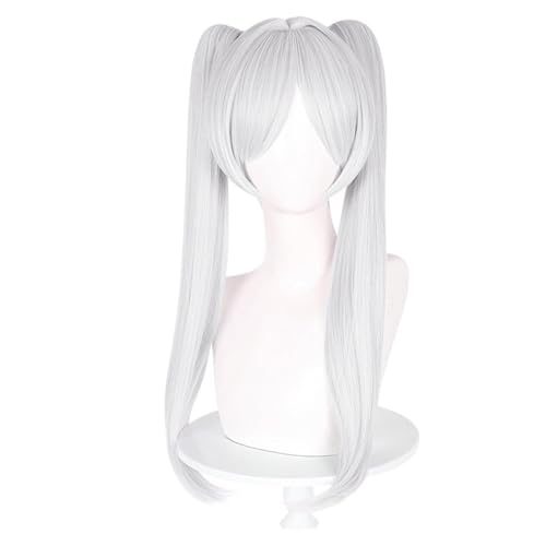 Cosplay Wig Anime Cosplay Perücke, Silber Weiß Lange Doppel-Pferdeschwanz Synthetikperücke für Frieren Cosplay Kostüm Perücken von Generisch