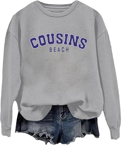Cousins Strand-Sweatshirt "The Summer I Turned", hübsches Shirt, Cousins, Strand, Buchstaben-Druck, Grafik-Tops, grau, S von Generisch
