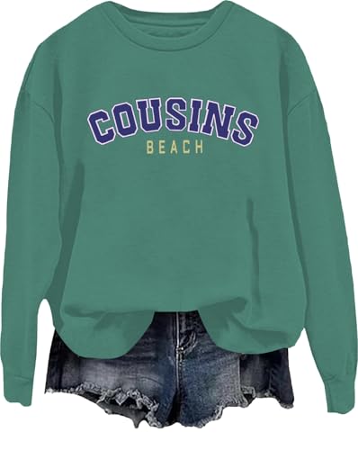 Cousins Strand-Sweatshirt "The Summer I Turned", hübsches Shirt, Cousins, Strand, Buchstaben-Druck, Grafik-Tops, grün, S von Generisch