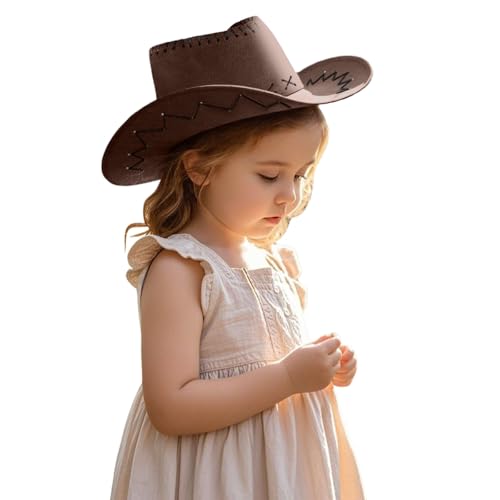 Cowboy Hut Western Cowgirl Hüte für Kinder Lederoptik Faschingshut für Karneval Western Partys Damen Herren Wildleder Cowboyhut Perfekt Halloween und Cosplay Kinder Geschenk von Generisch
