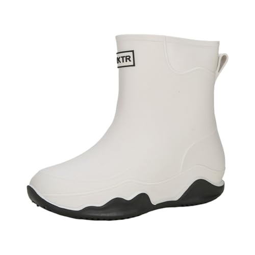 Cowboy Stiefeletten Damen Leder - Damen Gummistiefel Kurz 43 Winterschuhe Leichte Hohe Damenstiefel wasserdichte Gumischtifel Wasserfeste Ankle Boots Leder Herbstschuhe Bequeme Runde Winterstiefel von Generisch