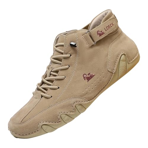 Cowboy Stiefeletten Damen Leder - Fall Boots Damen Ankle Boots Leichte Lederstiefel Bequeme Herbstschuhe Wasserfeste Schnürboots Hohe Damenstiefel Runde wasserdichte Winterstiefel Leder Winterschuhe von Generisch