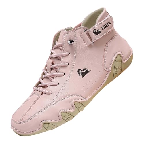 Cowboy Stiefeletten Damen Leder - Fall Boots Damen Ankle Boots Leichte Lederstiefel Bequeme Herbstschuhe Wasserfeste Schnürboots Hohe Damenstiefel Runde wasserdichte Winterstiefel Leder Winterschuhe von Generisch