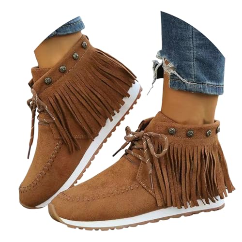 Cowboy Stiefeletten Damen Western Cowboy Boots Stiefel mit Fransen Retro Western Cowboystiefeletten mit Frauen Wildleder Ankle Boots Slip On Booties Freizeit Knöchel Schuhe Cowboy Stiefeletten Damen Western Cowboy Boots Stiefel mit Fransen Retro Western Cowboystiefeletten mit Frauen Wildleder Ankle Boots Slip On Booties Freizeit Knöchel Schuhe von Generisch