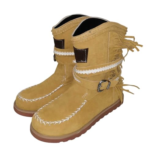 Cowboy Stiefeletten Damen Western Cowboy Boots Stiefel mit Fransen Retro Western Cowboystiefeletten mit Frauen Wildleder Ankle Boots Slip On Booties Freizeit Knöchel Schuhe Cowboy Stiefeletten Damen Western Cowboy Boots Stiefel mit Fransen Retro Western Cowboystiefeletten mit Frauen Wildleder Ankle Boots Slip On Booties Freizeit Knöchel Schuhe von Generisch