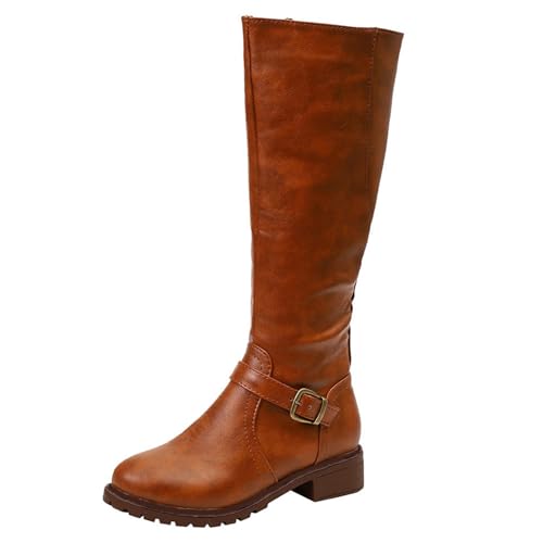 Cowboystiefel Damen, Stretch XXl Herbst Weite H Kniehohe Stiefel Winterstiefel mit Absatz Leder Halbhoch Winter Cowboystiefel Winterboots Schaft Wasserdicht Schlupfstiefel Weitschaftstiefel von Generisch