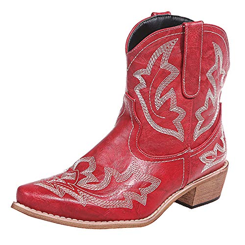 Cowboystiefel Damen Kurzschaft - Stiefeletten Damen Leder Absatz Reitstiefel Mit Reißverschluss Blockabsatz Ankle Boots Stickerei Westernstiefel Kurzschaft Stiefel Spitzzehe Damenstiefel Cowboystiefel Damen Kurzschaft - Stiefeletten Damen Leder Absatz Reitstiefel Mit Reißverschluss Blockabsatz Ankle Boots Stickerei Westernstiefel Kurzschaft Stiefel Spitzzehe Damenstiefel von Generisch