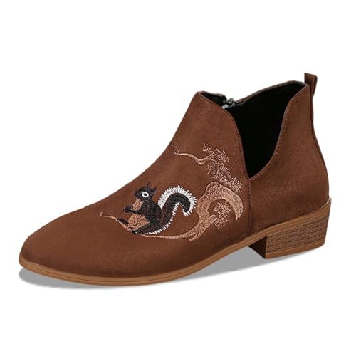 Cowboystiefel Damen Wildleder Kurzstiefel Festival Schuhe Hippie Westernstiefel Reiterstiefel Western Chunky Niedrigabsatz Westernstiefel Fashion Herbststiefel Boots von Generisch