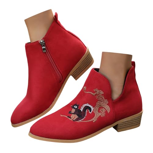 Cowboystiefel Damen Wildleder Kurzstiefel Festival Schuhe Hippie Westernstiefel Reiterstiefel Western Chunky Niedrigabsatz Westernstiefel Fashion Herbststiefel Boots von Generisch