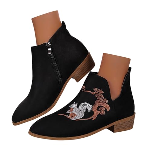 Cowboystiefel Damen Wildleder Kurzstiefel Festival Schuhe Hippie Westernstiefel Reiterstiefel Western Chunky Niedrigabsatz Westernstiefel Fashion Herbststiefel Boots von Generisch