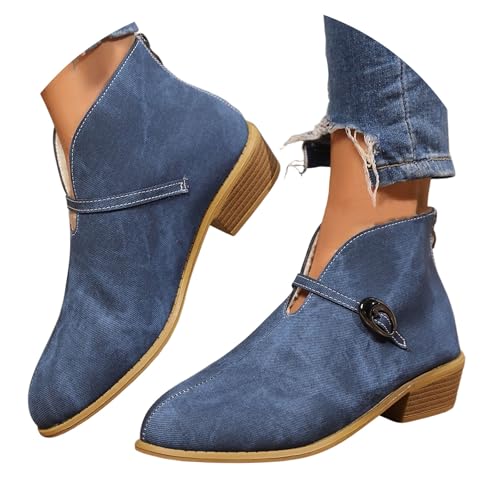 Cowboystiefel Damen Wildleder Schnürstiefel Schlupfstiefel Elegant und Bequem Ankle Boots Frauen Freizeit Halbstiefel Reitstiefeletten Herbst Winter Übergangsstiefel Dirndl Schuhe von Generisch