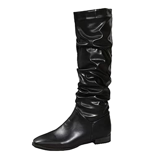 Cowboystiefel für Damen, kniehoch, modisch, bequem, Blockabsatz, spitzer Zehenbereich, Wildleder, Slouch-Wanderschuhe, Schwarz 3, 38.5 EU Cowboystiefel für Damen, kniehoch, modisch, bequem, Blockabsatz, spitzer Zehenbereich, Wildleder, Slouch-Wanderschuhe, Schwarz 3, 38.5 EU von Generisch
