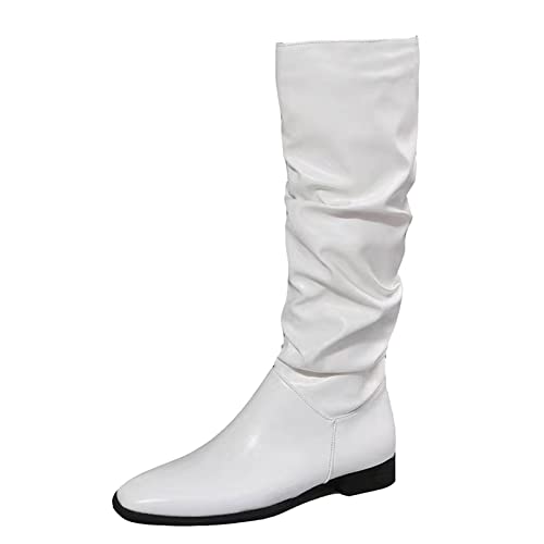 Cowboystiefel für Damen, kniehoch, modisch, bequem, Blockabsatz, spitzer Zehenbereich, Wildleder, Slouch-Wanderschuhe, Weiß 3, 38.5 EU Cowboystiefel für Damen, kniehoch, modisch, bequem, Blockabsatz, spitzer Zehenbereich, Wildleder, Slouch-Wanderschuhe, Weiß 3, 38.5 EU von Generisch