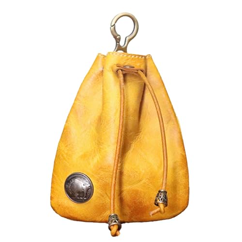 Cowhide Purse - Leather Purse | Drawstring Purse | Leather Drawstring Coin Purse, Coin Organizer for Men & Women, Durable Leather Purse for Long-Lasting Use, Small Pouch for Keys and Coinss von Generisch