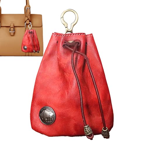 Cowhide Purse - Leather Purse | Drawstring Purse | Leather Drawstring Coin Purse, Coin Organizer for Men & Women, Durable Leather Purse for Long-Lasting Use, Small Pouch for Keys and Coinss von Generisch