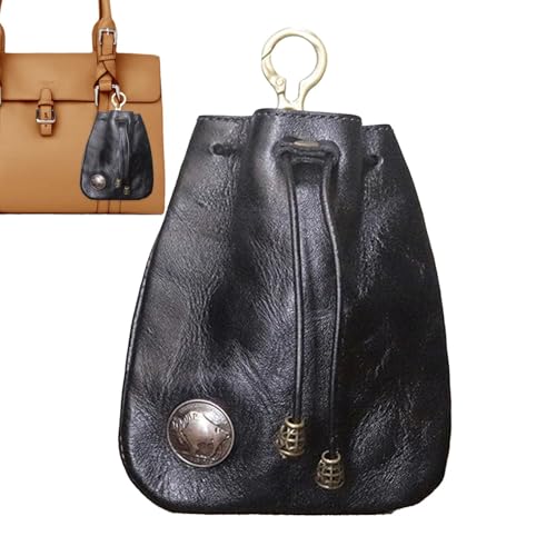 Cowhide Purse - Leather Purse | Drawstring Purse | Leather Drawstring Coin Purse, Coin Organizer for Men & Women, Durable Leather Purse for Long-Lasting Use, Small Pouch for Keys and Coinss von Generisch