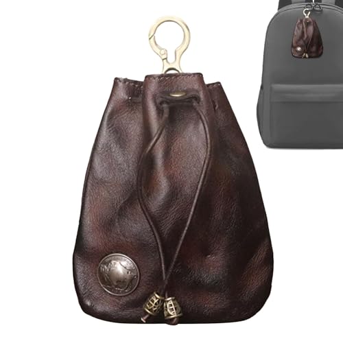 Cowhide Purse - Leather Purse | Drawstring Purse | Leather Drawstring Coin Purse, Coin Organizer for Men & Women, Durable Leather Purse for Long-Lasting Use, Small Pouch for Keys and Coinss von Generisch