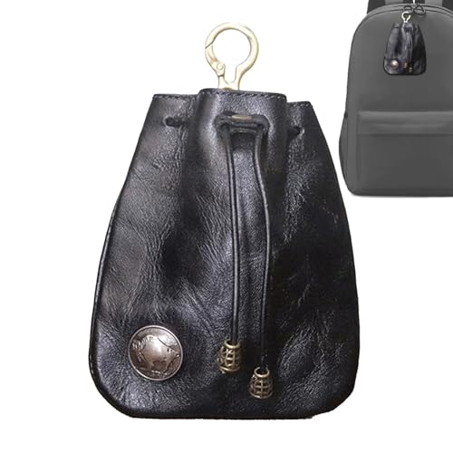 Cowide Münzbeutel - Vintage Leder Money Bag, Draw String Wallet Organizer | Echtes weiches Fell mit kompaktem Verschlussdesign, ideal für lose Change Credit Card Cash Storage Travel -Nutzung von Generisch