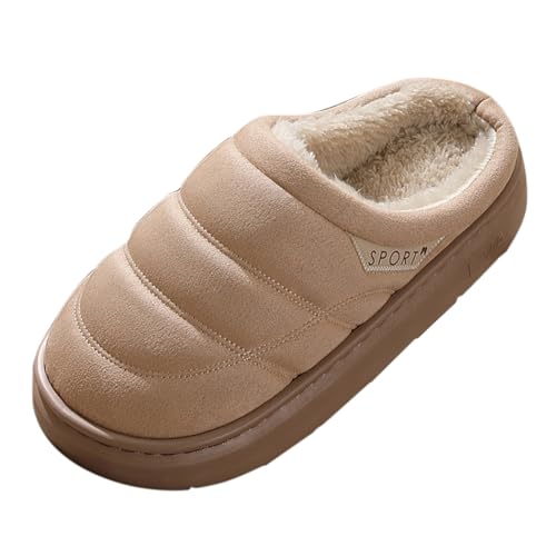 Cozy Warm Fuzzy House Slippers ， Damen Herren Plüsch Hausschuhe Bequem Pantoletten Unisex Filzpantoffeln Rutschfest Hüttenschuhe Schlupfschuhe Stumm Heimschuhe Dicke Sohle Winterhausschuhe von Generisch