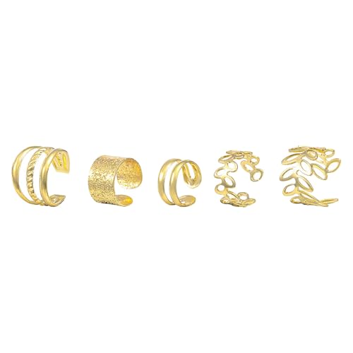 Creolen Mit Anhängern 5 Piece Set Of Ear Clips For Non Pierced Ears Creative And Simple Alloy Earring Jewelry Ear Bone Clips Farbige Ohrringe Damen (Gold, One Size) von Generisch