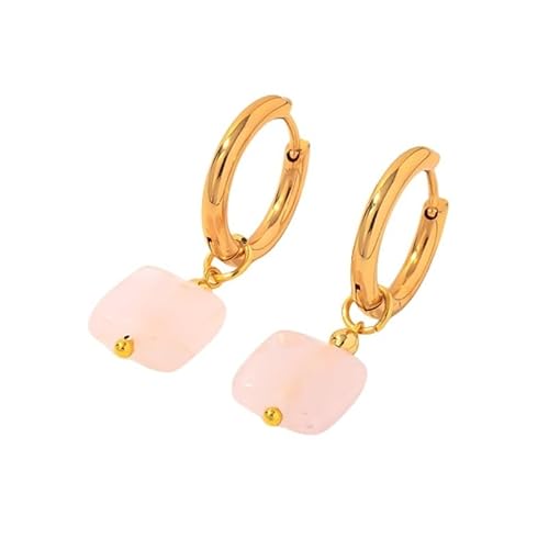 Creolen mit Quadratischem Edelsteintropfen, Zierliche, Modische Huggie Creolen Aus Rosenquarz, Statement Schmuck für Hochzeitsfeiern für Frauen und Mädchen Creolen mit Quadratischem Edelsteintropfen, Zierliche, Modische Huggie Creolen Aus Rosenquarz, Statement Schmuck für Hochzeitsfeiern für Frauen und Mädchen von Generisch